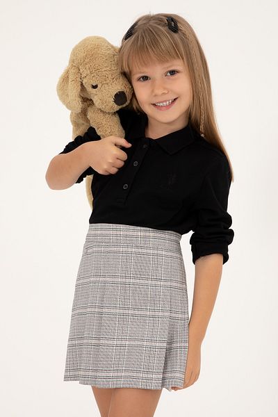 U.S. Polo Assn. Girl's Black Polo Neck Basic Sweatshirt 50296377 -Vr046