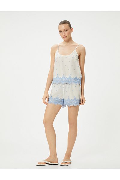 Koton Top de pijama cu sling brodat floral cu decolteu U