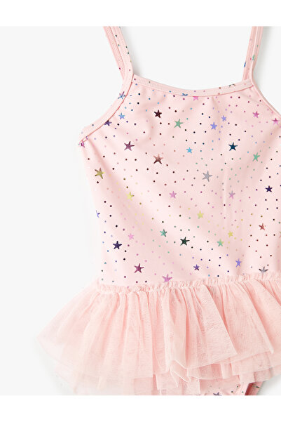 Koton Badeanzug mit Tülldetail und leuchtendem Sternen-Print