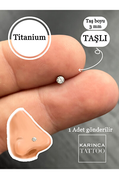 Karınca Piercing Taşlı Burun Piercing Nostril Titanyum Piercing