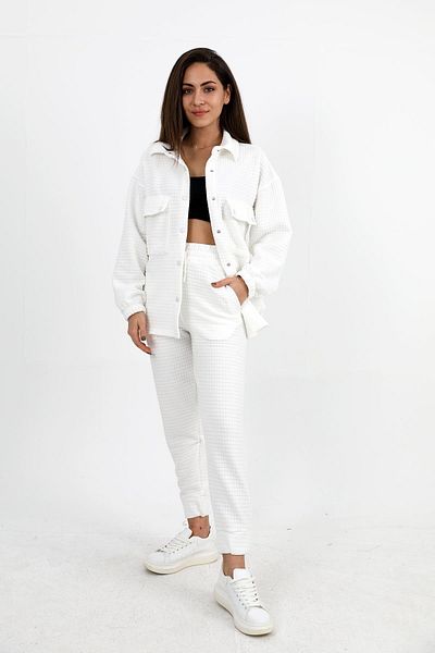 VAPUR TEKSTİL Ecru Quilted Jacquard Double Set