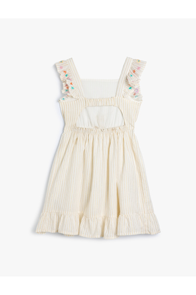 Koton Bavlněné šaty s volánovým detailem a vyšívanými rukávy