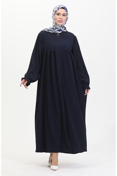 sefamerve Navy Blue Robadan Gathered Ferace - 1052-04