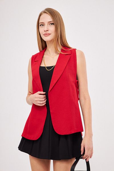 armonika Women's Red Men's Collar Side Tie Vest Arm-25K 001007