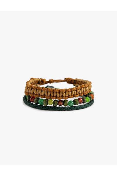 Koton 3-Piece Bracelet Set - Wooden Bead and Multicolor