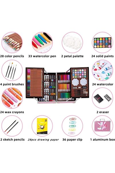 BC 145 adet alüminyum çocuklar yağlı pastel mum boya işaretleyici suluboya ke...