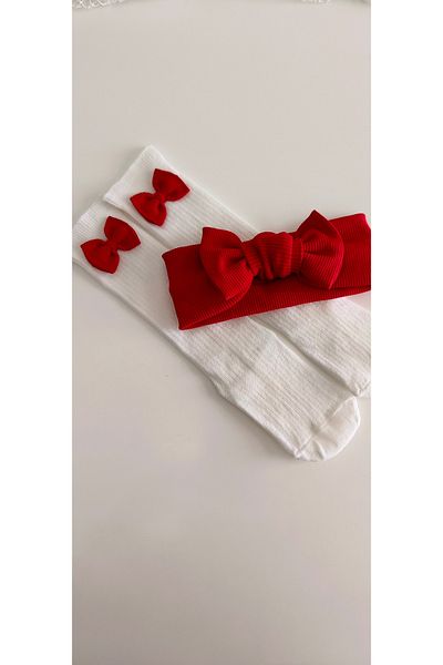 nisbutik aksesuar Ribbon Set Socks Set, Bandana Socks Set, Baby Gift Bandana Socks, Fancy Socks