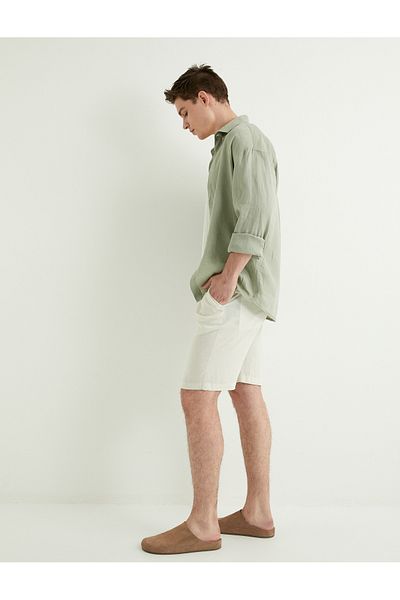 Koton Bermuda Shorts Viscose Linen Blended Chino Pocket Detailed