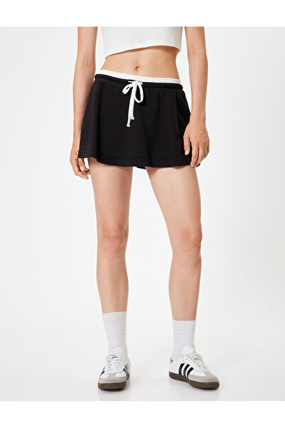 Koton Mini Shorts Skirt Waist Lace up Comfortable Fit