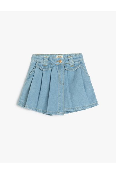 Koton Shorts aus Baumwoll-Jeansstoff – Plissiertes Taschendetail