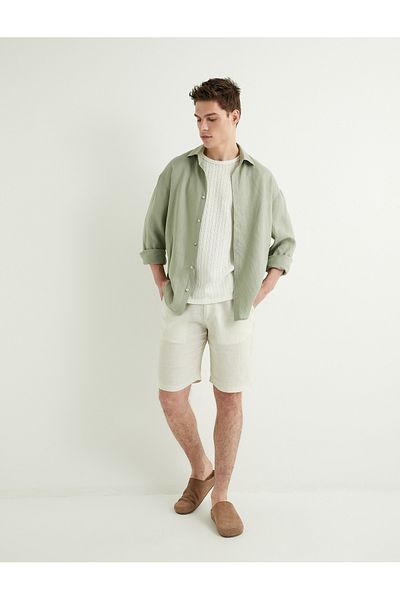 Koton Bermuda Shorts Viscose Linen Blended Chino Pocket Detailed