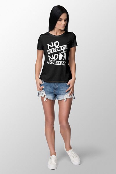 Tshirthane Tricou roșu de damă, slim, cu imprimeu No Boyfriend