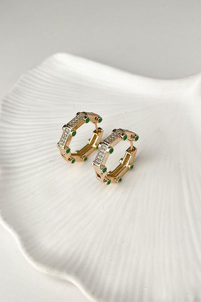 Modex Hoop Zircon Stone Colored Stone Detailed Earrings (Size:2Cm)