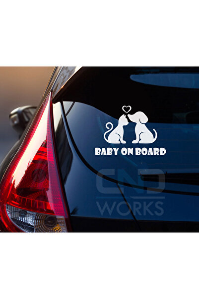 CND works Arabada Bebek Kedi Ve Köpek Var- BABY ON BOARD Araba-Motosiklet Cam...