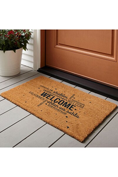 HEDİYEDİYE Farklı Dillerde Hoşgeldiniz Yazı Tasarımlı Paspas