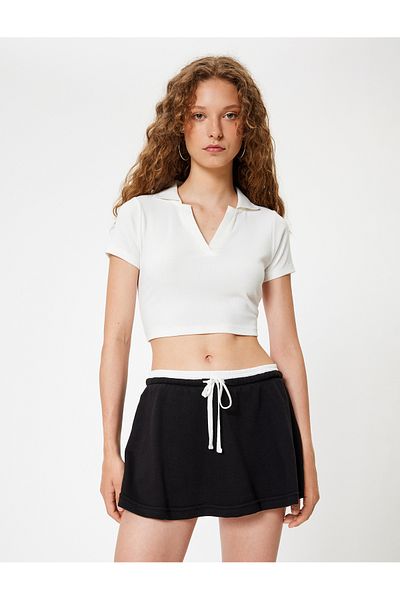 Koton Mini Shorts Skirt Waist Lace up Comfortable Fit