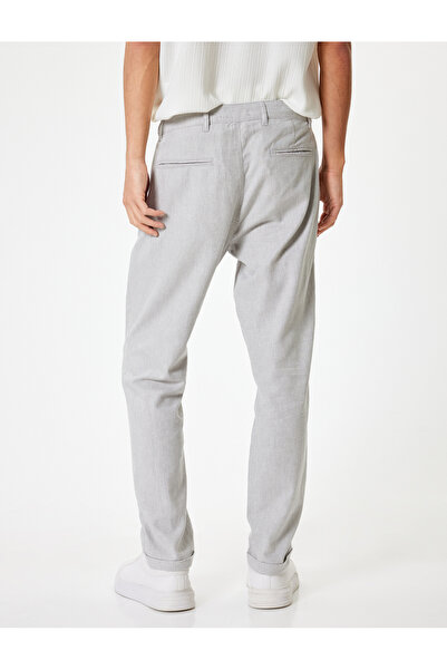 Koton Lněné kalhoty Chino ze směsi bavlny s detailem kapsy