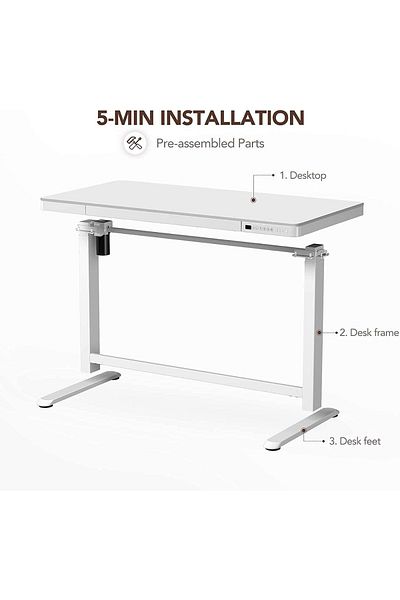 Mahmayi Flexispot ET-118W All In One Height Adjustable Standing Desk With USB Charging - White