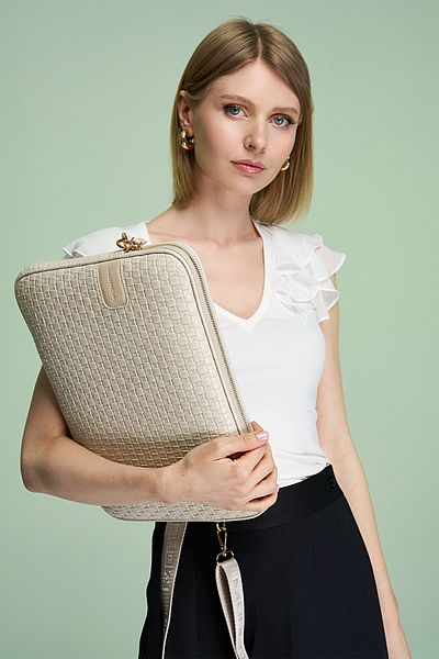 NEMO BAGS حافظة كمبيوتر محمول Apple Macbook بنمط القش للجنسين، حقيبة كمبيوتر لوحي (متوافقة مع Huawei وSamsung)