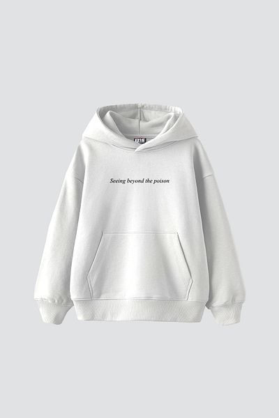 Sekizbiraltı Snake Venomous Printed Oversize Unisex Premium White Hoodie