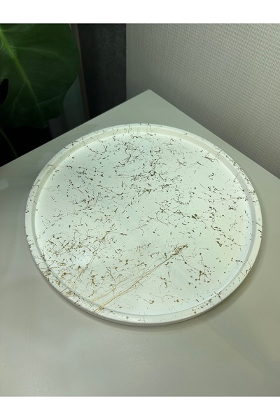 Miya Art Studio Dekoratif Beton 30 Cm Gold Mermer Efekt Organizer Tepsi / Sak...