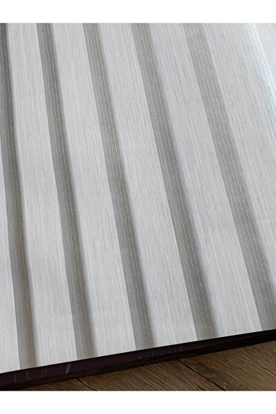 KMS HOME Gümüş Beyaz Parlak Çıta Desenli Hafif Kabartmalı Silinebilir 3D Duvar Kağıdı (5 M²)