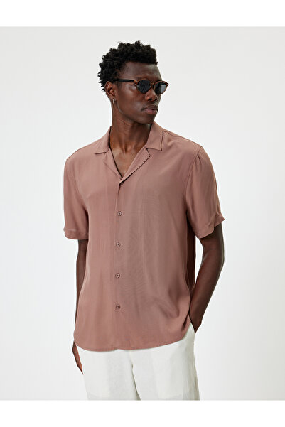 Koton Summer Shirt Short Sleeve Turn-Down Collar Buttoned Viscose Fabric