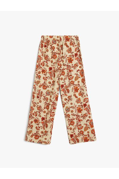 Koton Baumwollhose mit spanischem Bein und Blumenmuster