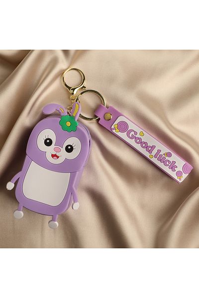 FOURSOLOS Silicone Wallet with Purple Emoji-Keychain, No:218
