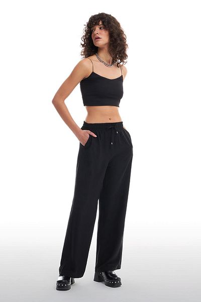 Quzu Wide Leg and Elastic Waist Trousers