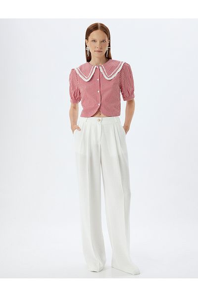 Koton Palazzo Viscose Trousers - Pleat Detail and Pocket