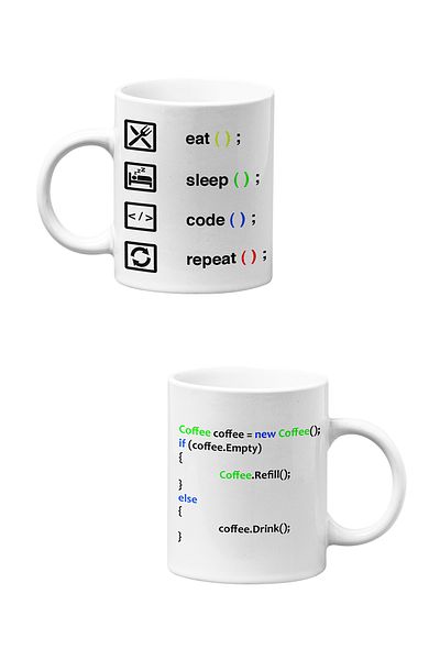 qoeuyl boutique Software Engineer Themed Fun Gift Double White Ceramic Coffee Cup Set