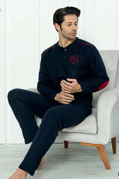 Wordex FLKM 7201 Fleece Winter Ανδρικό Σπίτι με Σετ Πιτζάμες Τσέπης Σετ ύπνου