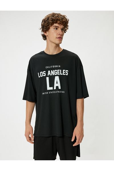 Koton Oversize Slogan Sports T-Shirt - Κοντό μανίκι, Crew Neck