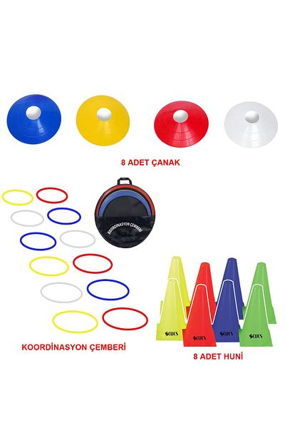AVESSA 28'li Antrenman Set Çanak 8'li Huni 8'li Koordinasyon Çemberi 12'li