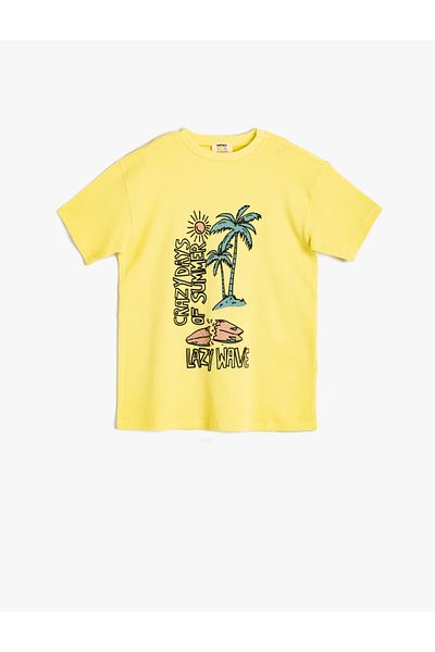 Koton Summer Oversize Cotton T-Shirt - Short Sleeve, Crew Neck
