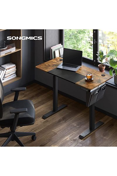 Mahmayi Songmics LSD015X01 Height-Adjustable Desk, Electric - Vintage Brown and Black