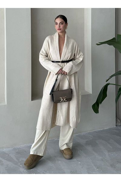 Laluvia Stone Sahara Long Plain Cardigan-4164