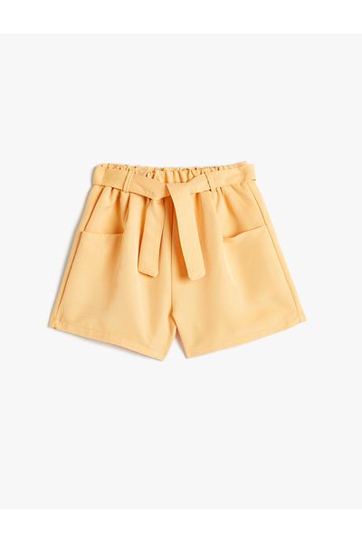 Koton Elastic Waist Shorts with Pockets and Belt Detail
