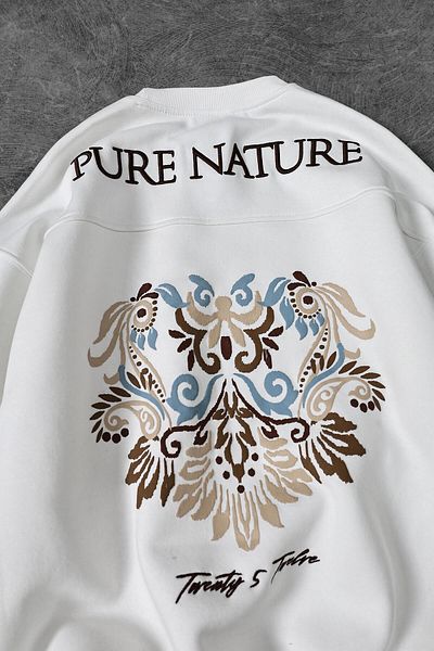Slatra Ανδρικό φούτερ με λευκό Pure Nature Κέντημα με λεπτομέρεια Crew Neck Oversize