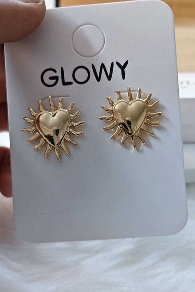 KYOLA DESİGN Sun Heart Gold Earrings