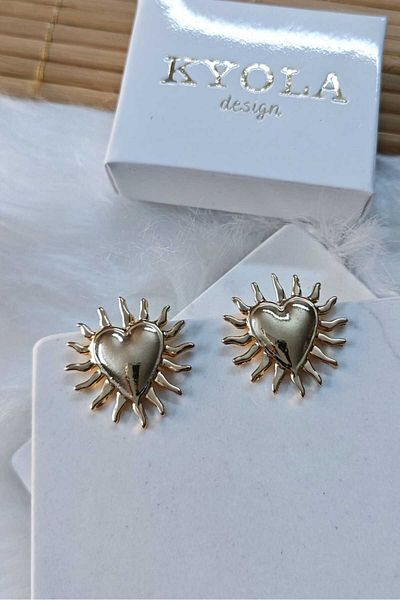KYOLA DESİGN Sun Heart Gold Earrings