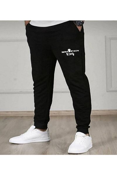 dk defne ky Ανδρικό μαύρο παντελόνι Jogger με στάμπα MİKE