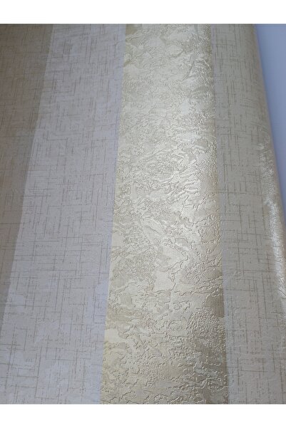 KMS HOME Gold Krem Bej Işıltılı Hafif Kabartmalı Silinebilir Duvar Kağıdı 5M² (En: 53 cm Boy: 10 metredir)