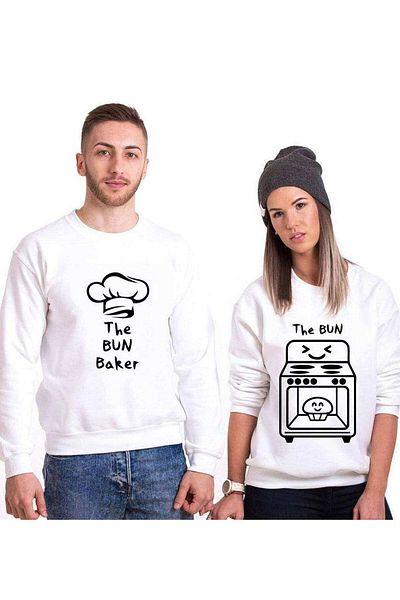 Tshirthane The Bun Baker Lover Combinations Sweatshirt Couple Combination