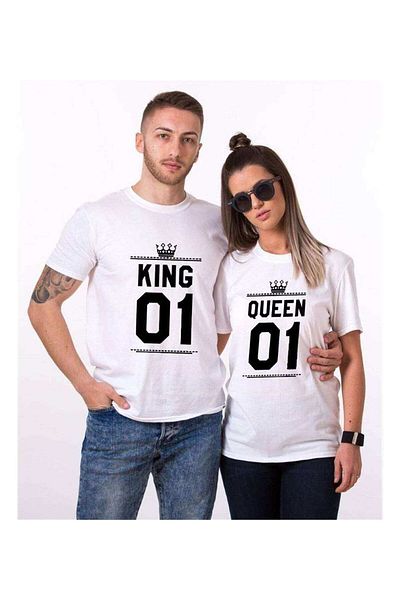 Tshirthane King Queen 01 - Μπλουζάκι με συνδυασμό ερωτευμένου ζευγαριού