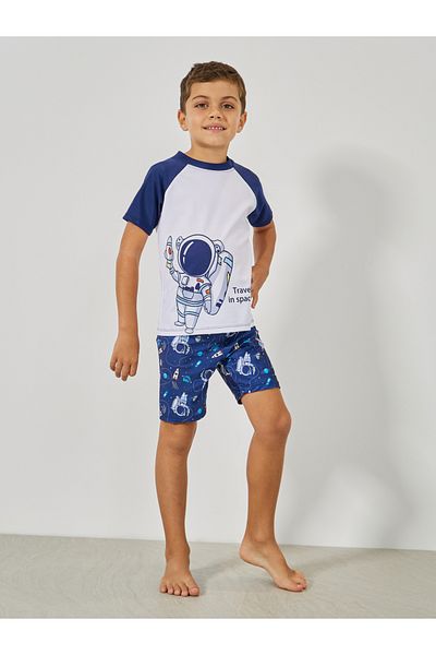 Styli Pack of 3 - Astronaut Graphic Print Top, Shorts & Swimming Cap