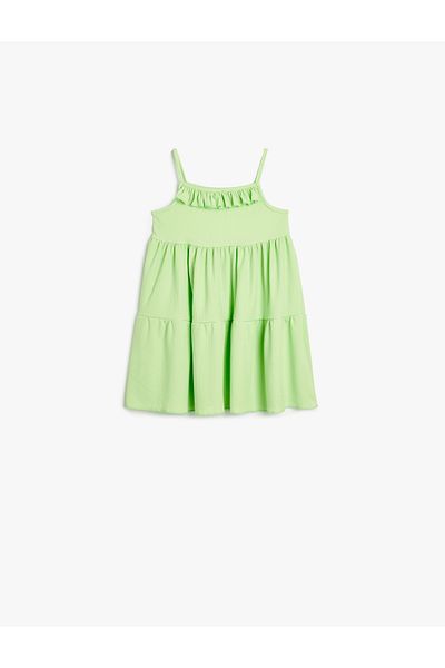 Koton Mehrlagiges Kleid mit Rüschendetail und dünnen Trägern