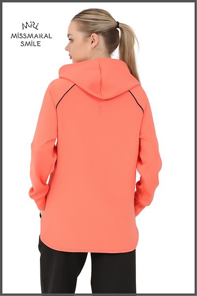missmaral Women's Tracksuit Top Orange Scuba Hooded Raglan Sleeve Active Sports Sweatshirt