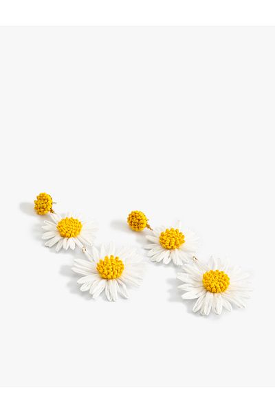 Koton Straw Daisy Earrings - Dangle Design